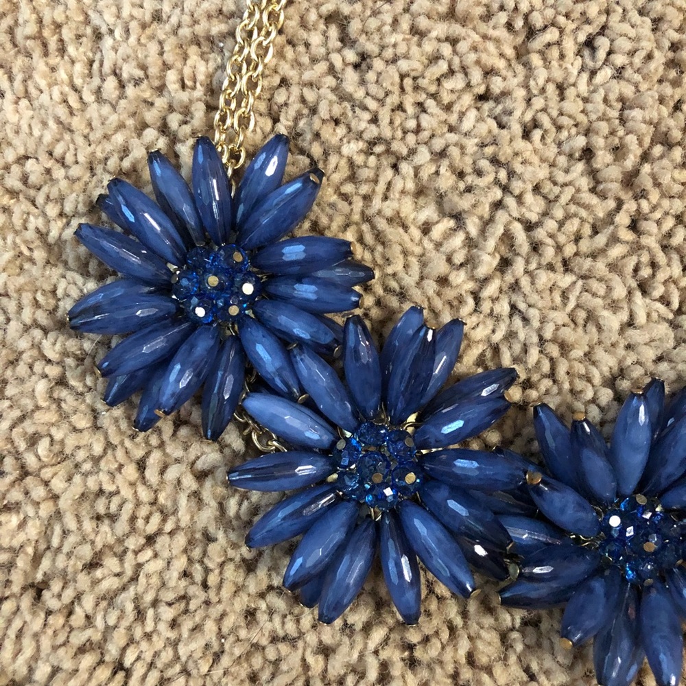 Navy Blue Flower Necklace